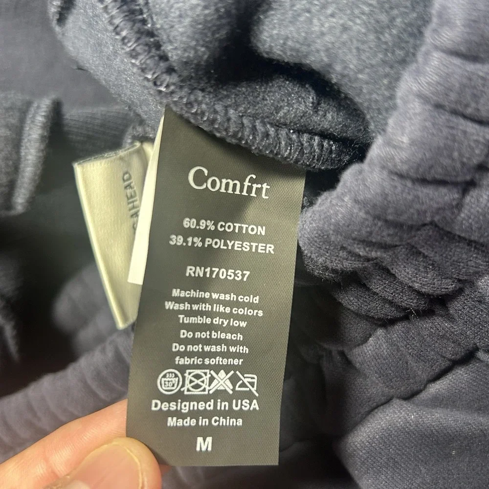 Comfrt Sweatsuit 2pc Set Navy Full Zip Hoodie Jogger Small Medium Airplane